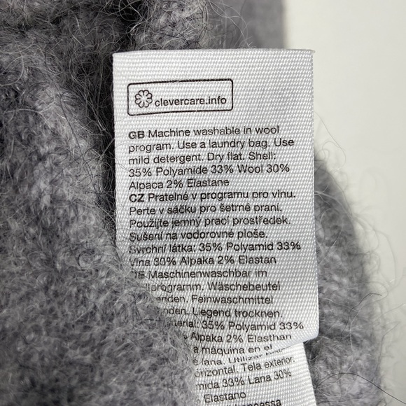 & other stories wool alpaca crop cardigan small grey bee buttons - Picture 6 of 6